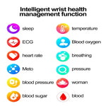 Montre connectée ET570 avec écran couleur de 1,96 pouce, bracelet en cuir, compatible avec les appels Bluetooth et l'ECG