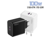 Chargeur mobile USB 67W / Type-C PD 33W Super charge rapide protocole complet, prise EU, prise EU