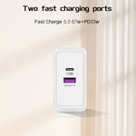 Chargeur mobile USB 67W / Type-C PD 33W Super charge rapide protocole complet, prise EU, prise EU