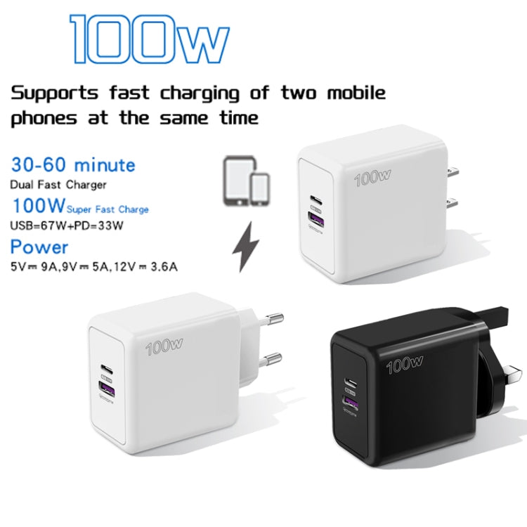 Chargeur mobile USB 67W / Type-C PD 33W Super charge rapide protocole complet, prise EU, prise EU