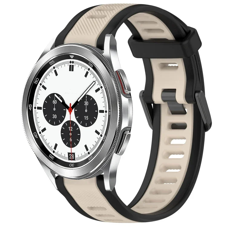 Bracelet de montre en silicone texturé bicolore 20 mm, pour Samsung Galaxy Watch 4 Classic 42 mm, pour Samsung Galaxy Watch Active 2 44 mm, pour Samsung Galaxy Watch Active 2 40 mm, pour Samsung Galaxy Watch 42 mm
