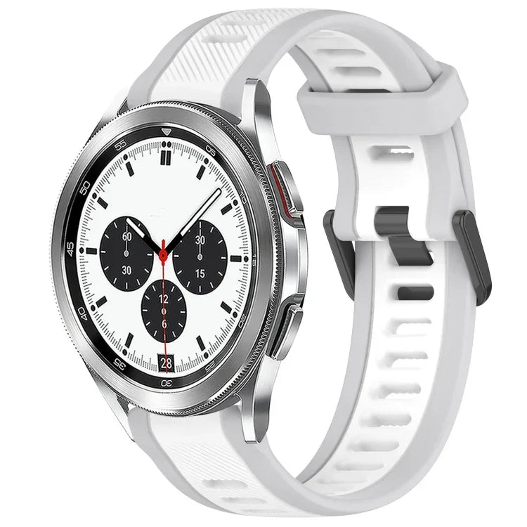 Bracelet de montre en silicone texturé bicolore 20 mm, pour Samsung Galaxy Watch 4 Classic 42 mm, pour Samsung Galaxy Watch Active 2 44 mm, pour Samsung Galaxy Watch Active 2 40 mm, pour Samsung Galaxy Watch 42 mm