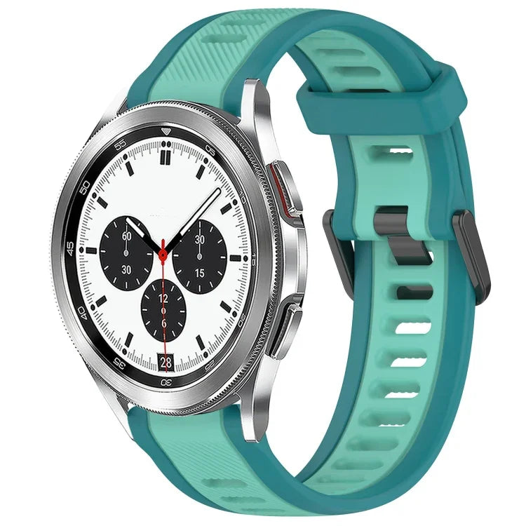 Bracelet de montre en silicone texturé bicolore 20 mm, pour Samsung Galaxy Watch 4 Classic 42 mm, pour Samsung Galaxy Watch Active 2 44 mm, pour Samsung Galaxy Watch Active 2 40 mm, pour Samsung Galaxy Watch 42 mm