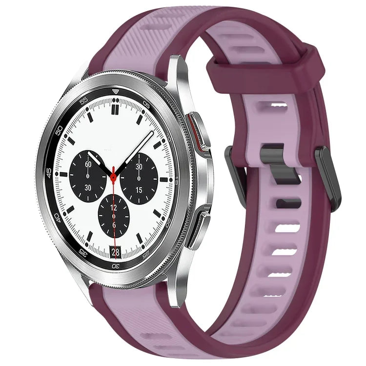 Bracelet de montre en silicone texturé bicolore 20 mm, pour Samsung Galaxy Watch 4 Classic 42 mm, pour Samsung Galaxy Watch Active 2 44 mm, pour Samsung Galaxy Watch Active 2 40 mm, pour Samsung Galaxy Watch 42 mm
