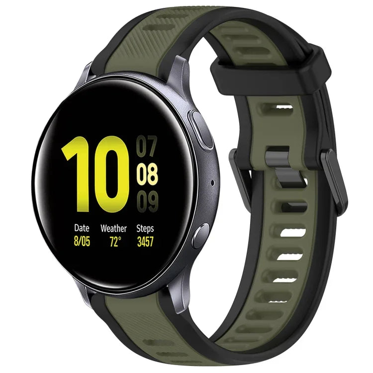 Bracelet de montre en silicone texturé bicolore 20 mm, pour Samsung Galaxy Watch 4 Classic 42 mm, pour Samsung Galaxy Watch Active 2 44 mm, pour Samsung Galaxy Watch Active 2 40 mm, pour Samsung Galaxy Watch 42 mm