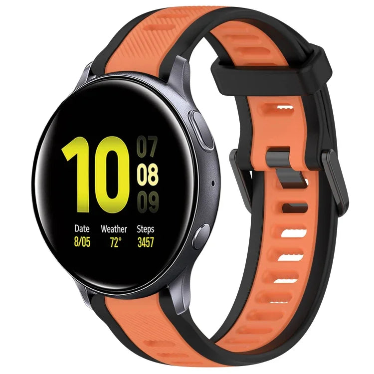 Bracelet de montre en silicone texturé bicolore 20 mm, pour Samsung Galaxy Watch 4 Classic 42 mm, pour Samsung Galaxy Watch Active 2 44 mm, pour Samsung Galaxy Watch Active 2 40 mm, pour Samsung Galaxy Watch 42 mm