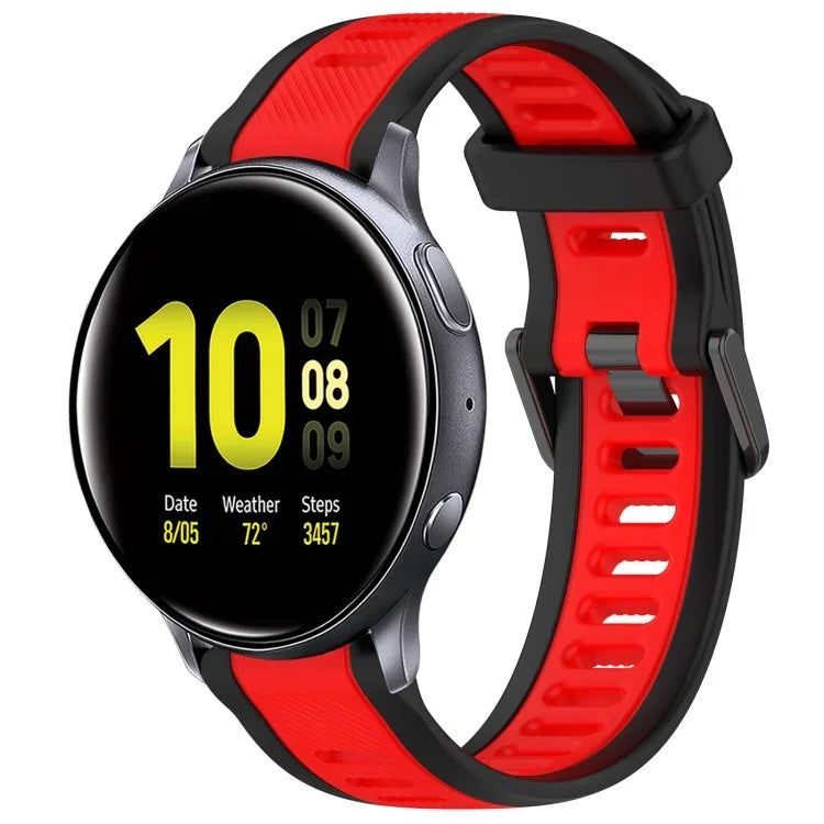 Bracelet de montre en silicone texturé bicolore 20 mm, pour Samsung Galaxy Watch 4 Classic 42 mm, pour Samsung Galaxy Watch Active 2 44 mm, pour Samsung Galaxy Watch Active 2 40 mm, pour Samsung Galaxy Watch 42 mm