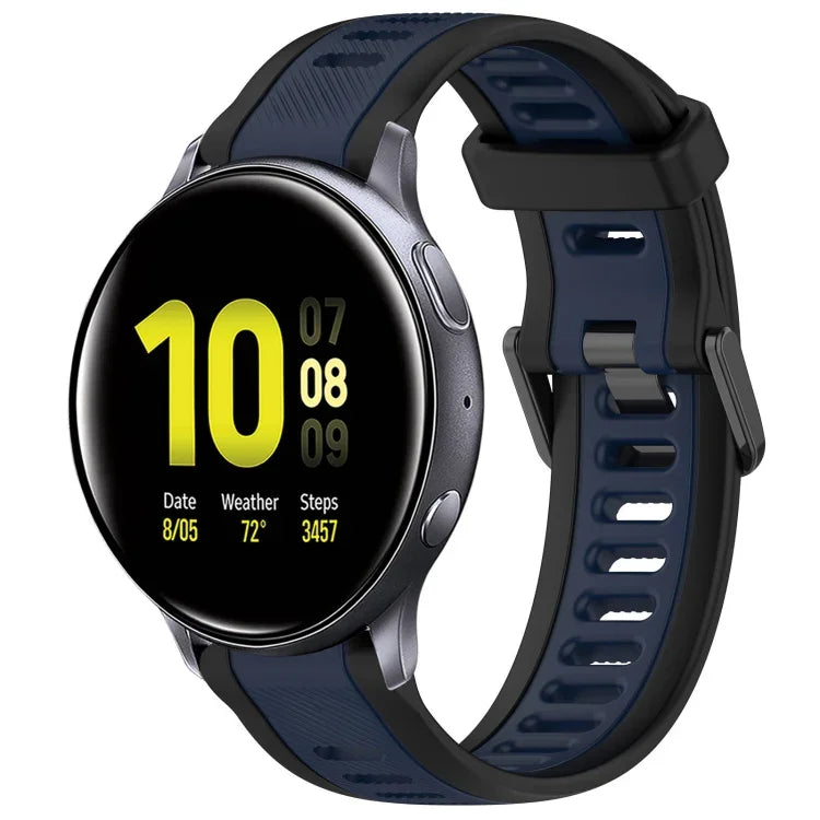 Bracelet de montre en silicone texturé bicolore 20 mm, pour Samsung Galaxy Watch 4 Classic 42 mm, pour Samsung Galaxy Watch Active 2 44 mm, pour Samsung Galaxy Watch Active 2 40 mm, pour Samsung Galaxy Watch 42 mm