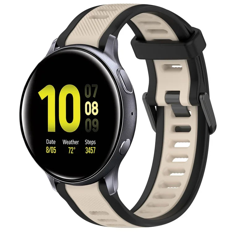 Bracelet de montre en silicone texturé bicolore 20 mm, pour Samsung Galaxy Watch 4 Classic 42 mm, pour Samsung Galaxy Watch Active 2 44 mm, pour Samsung Galaxy Watch Active 2 40 mm, pour Samsung Galaxy Watch 42 mm