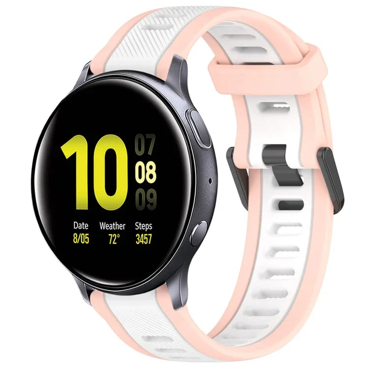 Bracelet de montre en silicone texturé bicolore 20 mm, pour Samsung Galaxy Watch 4 Classic 42 mm, pour Samsung Galaxy Watch Active 2 44 mm, pour Samsung Galaxy Watch Active 2 40 mm, pour Samsung Galaxy Watch 42 mm