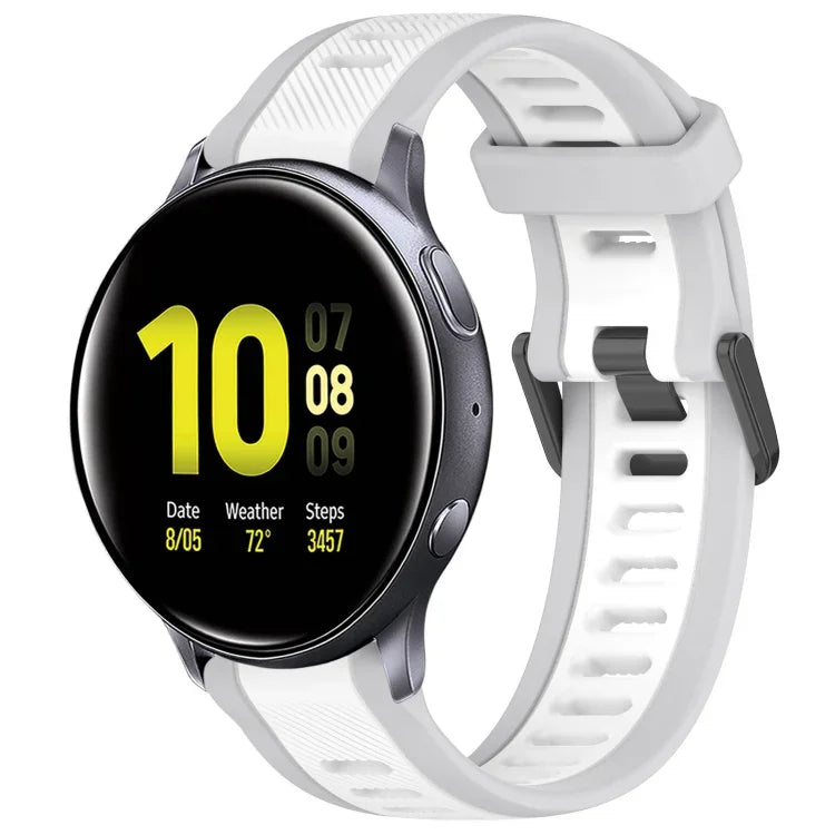 Bracelet de montre en silicone texturé bicolore 20 mm, pour Samsung Galaxy Watch 4 Classic 42 mm, pour Samsung Galaxy Watch Active 2 44 mm, pour Samsung Galaxy Watch Active 2 40 mm, pour Samsung Galaxy Watch 42 mm