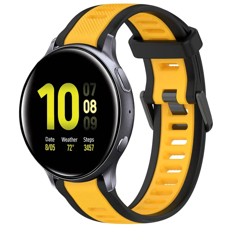 Bracelet de montre en silicone texturé bicolore 20 mm, pour Samsung Galaxy Watch 4 Classic 42 mm, pour Samsung Galaxy Watch Active 2 44 mm, pour Samsung Galaxy Watch Active 2 40 mm, pour Samsung Galaxy Watch 42 mm