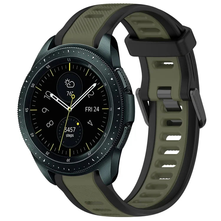 Bracelet de montre en silicone texturé bicolore 20 mm, pour Samsung Galaxy Watch 4 Classic 42 mm, pour Samsung Galaxy Watch Active 2 44 mm, pour Samsung Galaxy Watch Active 2 40 mm, pour Samsung Galaxy Watch 42 mm