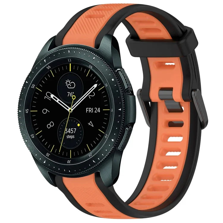 Bracelet de montre en silicone texturé bicolore 20 mm, pour Samsung Galaxy Watch 4 Classic 42 mm, pour Samsung Galaxy Watch Active 2 44 mm, pour Samsung Galaxy Watch Active 2 40 mm, pour Samsung Galaxy Watch 42 mm