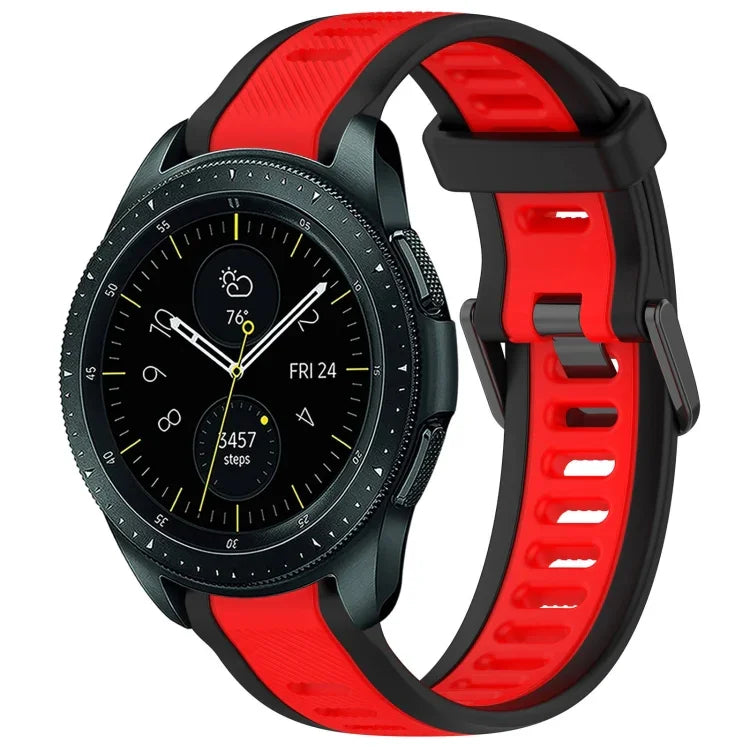 Bracelet de montre en silicone texturé bicolore 20 mm, pour Samsung Galaxy Watch 4 Classic 42 mm, pour Samsung Galaxy Watch Active 2 44 mm, pour Samsung Galaxy Watch Active 2 40 mm, pour Samsung Galaxy Watch 42 mm