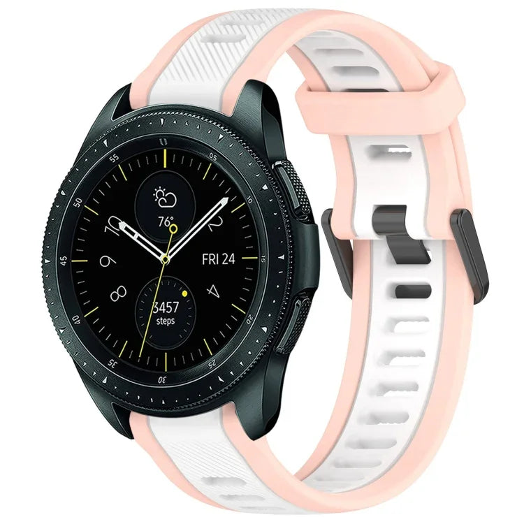 Bracelet de montre en silicone texturé bicolore 20 mm, pour Samsung Galaxy Watch 4 Classic 42 mm, pour Samsung Galaxy Watch Active 2 44 mm, pour Samsung Galaxy Watch Active 2 40 mm, pour Samsung Galaxy Watch 42 mm