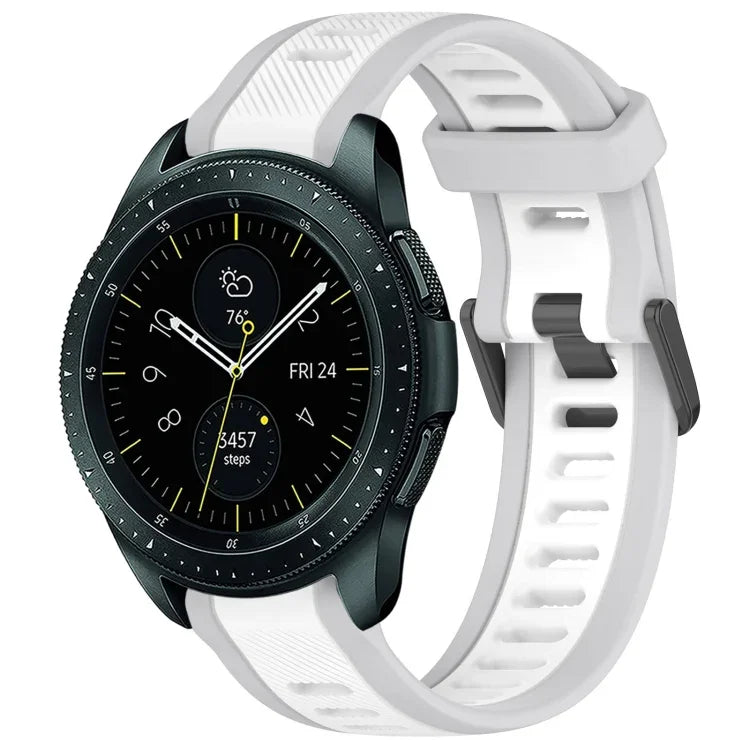 Bracelet de montre en silicone texturé bicolore 20 mm, pour Samsung Galaxy Watch 4 Classic 42 mm, pour Samsung Galaxy Watch Active 2 44 mm, pour Samsung Galaxy Watch Active 2 40 mm, pour Samsung Galaxy Watch 42 mm