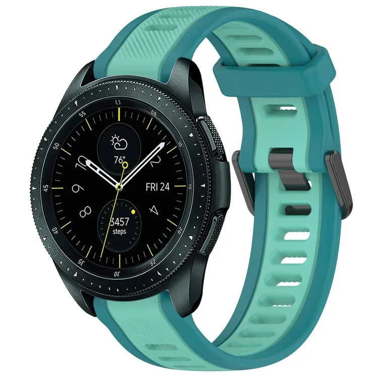 Bracelet de montre en silicone texturé bicolore 20 mm, pour Samsung Galaxy Watch 4 Classic 42 mm, pour Samsung Galaxy Watch Active 2 44 mm, pour Samsung Galaxy Watch Active 2 40 mm, pour Samsung Galaxy Watch 42 mm