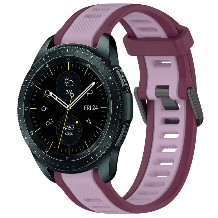 Bracelet de montre en silicone texturé bicolore 20 mm, pour Samsung Galaxy Watch 4 Classic 42 mm, pour Samsung Galaxy Watch Active 2 44 mm, pour Samsung Galaxy Watch Active 2 40 mm, pour Samsung Galaxy Watch 42 mm