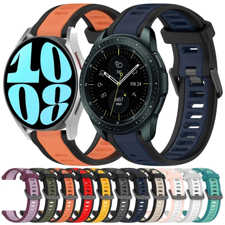 Bracelet de montre en silicone texturé bicolore 20 mm, pour Samsung Galaxy Watch 4 Classic 42 mm, pour Samsung Galaxy Watch Active 2 44 mm, pour Samsung Galaxy Watch Active 2 40 mm, pour Samsung Galaxy Watch 42 mm