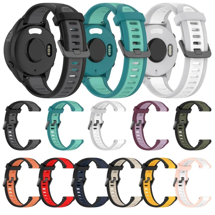 Bracelet de montre en silicone texturé bicolore 20 mm, pour Samsung Galaxy Watch 4 Classic 42 mm, pour Samsung Galaxy Watch Active 2 44 mm, pour Samsung Galaxy Watch Active 2 40 mm, pour Samsung Galaxy Watch 42 mm