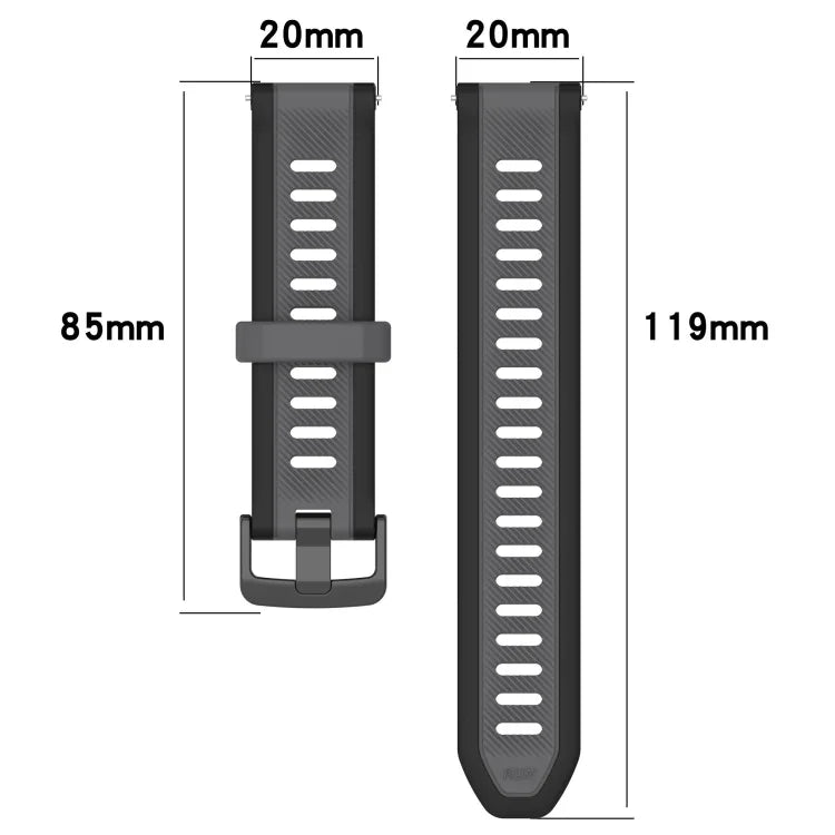 Bracelet de montre en silicone texturé bicolore 20 mm, pour Samsung Galaxy Watch 4 Classic 42 mm, pour Samsung Galaxy Watch Active 2 44 mm, pour Samsung Galaxy Watch Active 2 40 mm, pour Samsung Galaxy Watch 42 mm