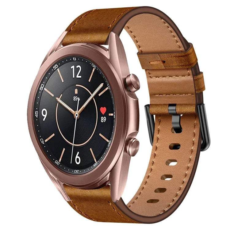 20mm SX Connector Metal Button Switch Leather Watch Band, For Samsung Galaxy Watch 5, For Samsung Galaxy Watch 5 Pro, For Samsung Galaxy Watch 4, For Samsung Galaxy Gear Sport, For Samsung Galaxy Watch 3 41mm, For Samsung Galaxy Watch Active           ...
