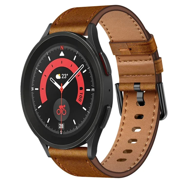20mm SX Connector Metal Button Switch Leather Watch Band, For Samsung Galaxy Watch 5, For Samsung Galaxy Watch 5 Pro, For Samsung Galaxy Watch 4, For Samsung Galaxy Gear Sport, For Samsung Galaxy Watch 3 41mm, For Samsung Galaxy Watch Active           ...