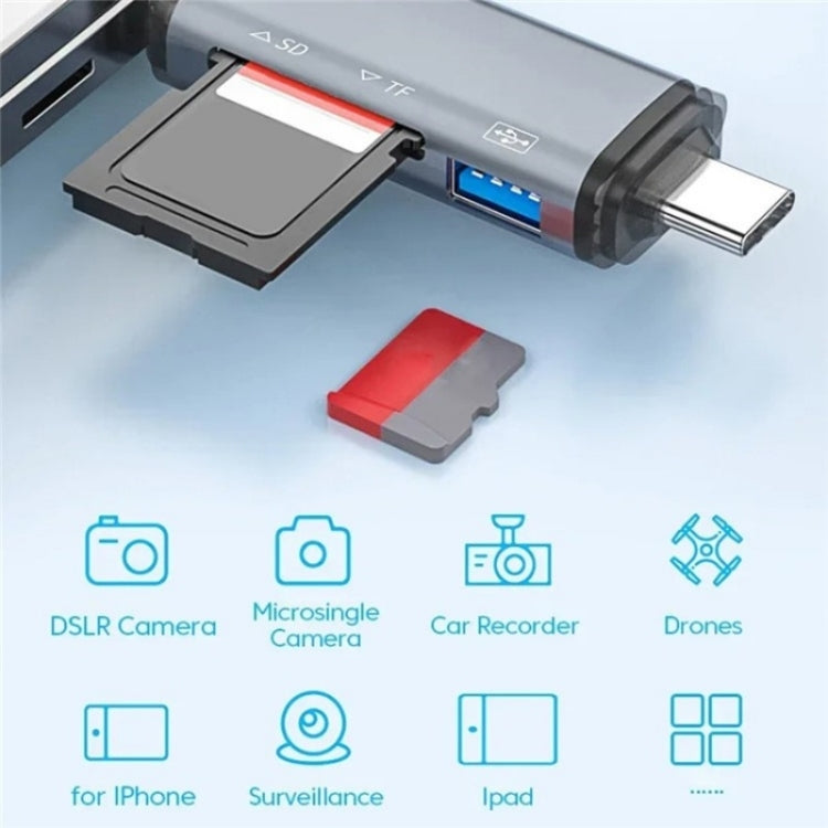 ADS-306 Adaptateur de transfert de données U-Disk USB / 8 broches / Prise Type-C Lecteur de carte SD TF, ADS-306