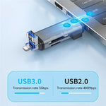 ADS-306 Adaptateur de transfert de données U-Disk USB / 8 broches / Prise Type-C Lecteur de carte SD TF, ADS-306