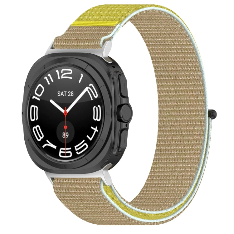 For Samsung Galaxy Watch Ultra 47mm Loop Nylon Hook and Loop Fastener Watch Band, Black, Blue Ocean, Rainbow, Seashell Color, Sea Blue, Gray Blue, Khaki Yellow, Dark Blue, Lime