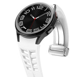 Bracelet de montre en silicone avec boucle pliante magnétique argentée Richard, pour Samsung Galaxy Watch FE 40mm, pour Samsung Galaxy Watch 5 Pro Golf Edition, pour Samsung Galaxy Watch 5 Golf Edition