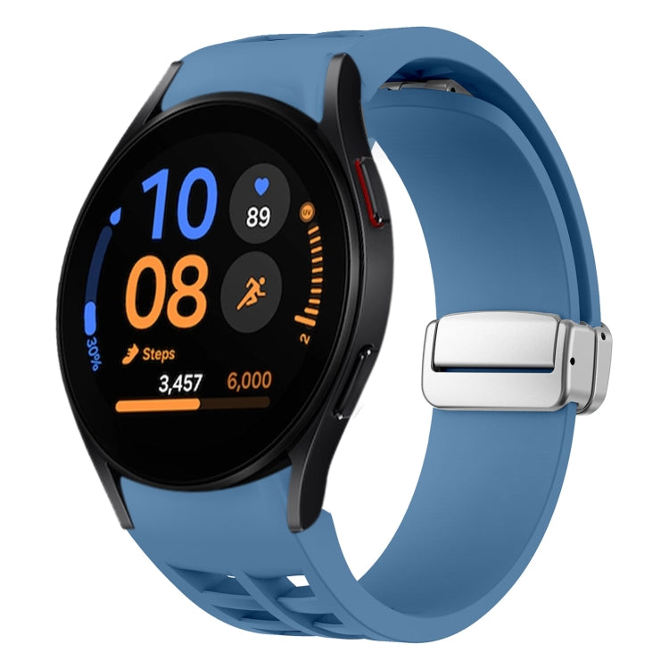 Bracelet de montre en silicone avec boucle pliante magnétique argentée Richard, pour Samsung Galaxy Watch FE 40mm, pour Samsung Galaxy Watch 5 Pro Golf Edition, pour Samsung Galaxy Watch 5 Golf Edition