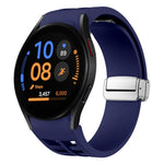 Bracelet de montre en silicone avec boucle pliante magnétique argentée Richard, pour Samsung Galaxy Watch FE 40mm, pour Samsung Galaxy Watch 5 Pro Golf Edition, pour Samsung Galaxy Watch 5 Golf Edition