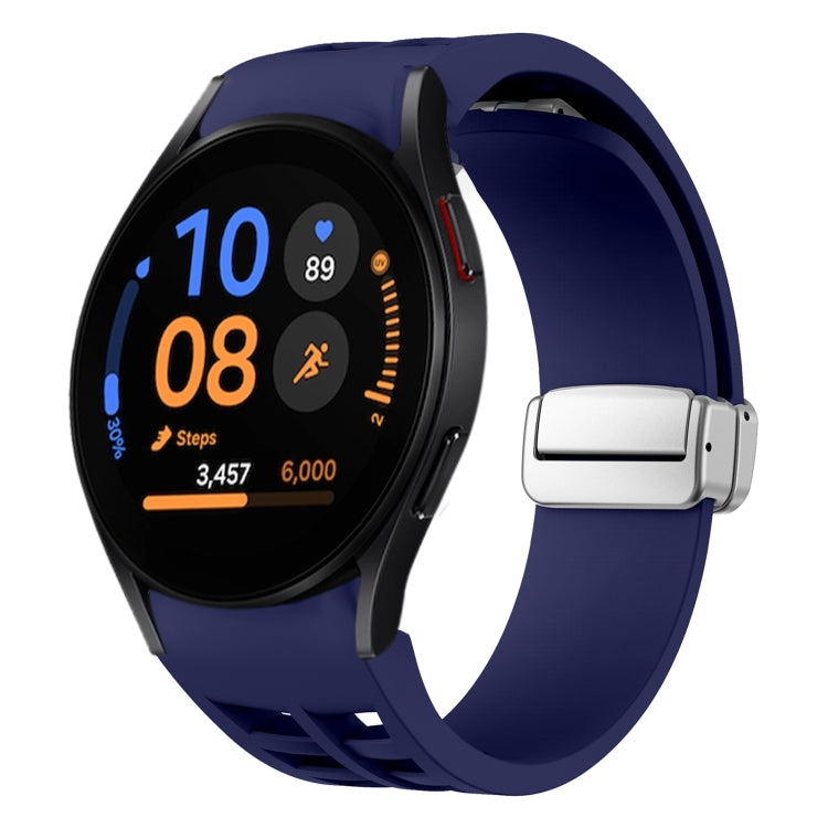 Bracelet de montre en silicone avec boucle pliante magnétique argentée Richard, pour Samsung Galaxy Watch FE 40mm, pour Samsung Galaxy Watch 5 Pro Golf Edition, pour Samsung Galaxy Watch 5 Golf Edition