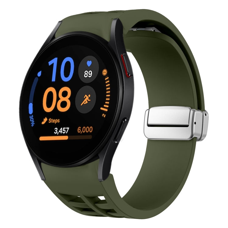 Bracelet de montre en silicone avec boucle pliante magnétique argentée Richard, pour Samsung Galaxy Watch FE 40mm, pour Samsung Galaxy Watch 5 Pro Golf Edition, pour Samsung Galaxy Watch 5 Golf Edition