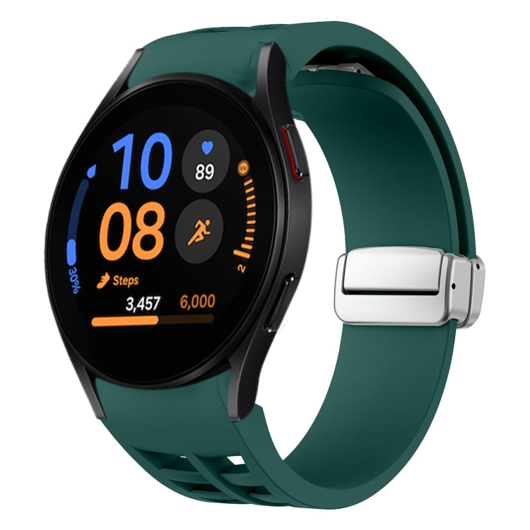 Bracelet de montre en silicone avec boucle pliante magnétique argentée Richard, pour Samsung Galaxy Watch FE 40mm, pour Samsung Galaxy Watch 5 Pro Golf Edition, pour Samsung Galaxy Watch 5 Golf Edition