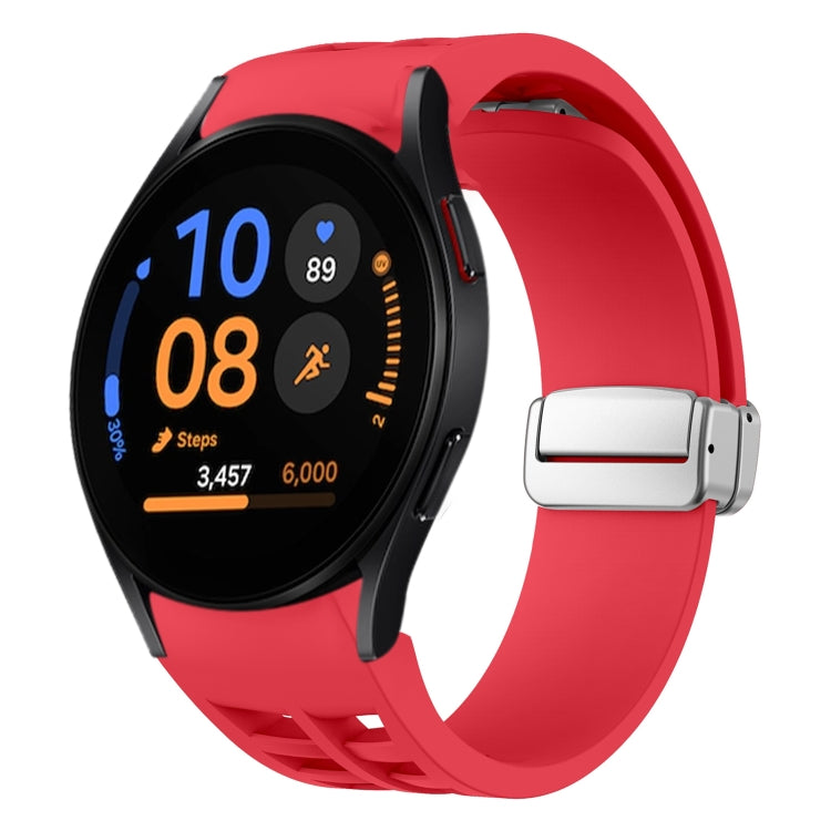 Bracelet de montre en silicone avec boucle pliante magnétique argentée Richard, pour Samsung Galaxy Watch FE 40mm, pour Samsung Galaxy Watch 5 Pro Golf Edition, pour Samsung Galaxy Watch 5 Golf Edition