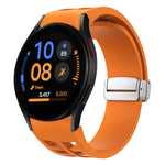 Bracelet de montre en silicone avec boucle pliante magnétique argentée Richard, pour Samsung Galaxy Watch FE 40mm, pour Samsung Galaxy Watch 5 Pro Golf Edition, pour Samsung Galaxy Watch 5 Golf Edition