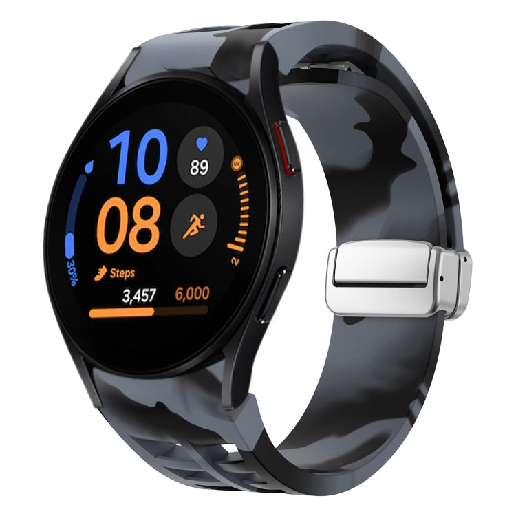 Bracelet de montre en silicone avec boucle pliante magnétique argentée Richard, pour Samsung Galaxy Watch FE 40mm, pour Samsung Galaxy Watch 5 Pro Golf Edition, pour Samsung Galaxy Watch 5 Golf Edition