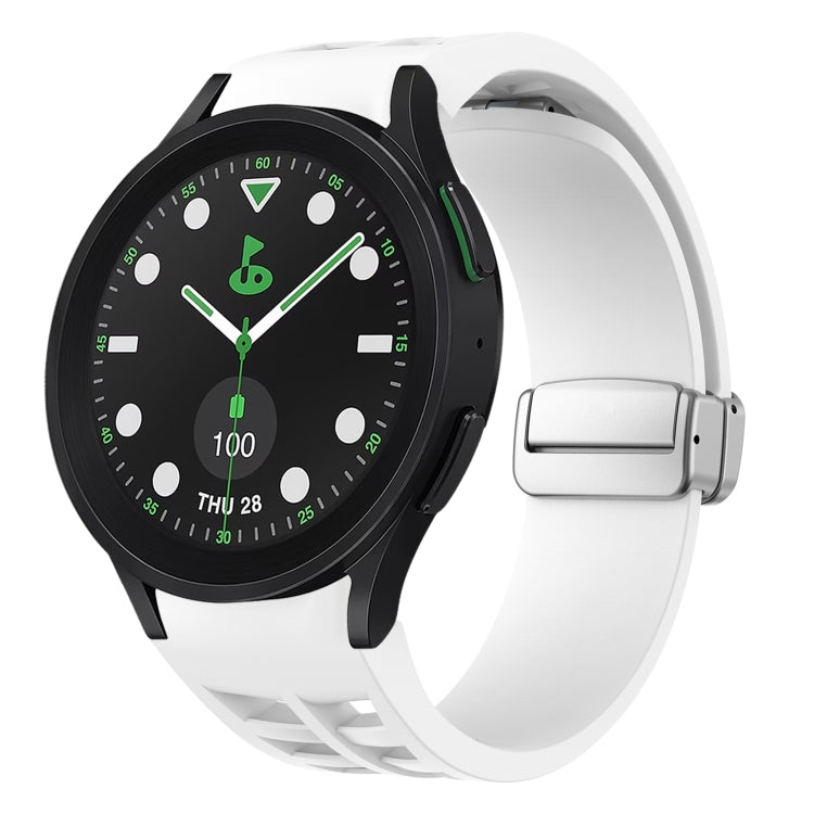 Bracelet de montre en silicone avec boucle pliante magnétique argentée Richard, pour Samsung Galaxy Watch FE 40mm, pour Samsung Galaxy Watch 5 Pro Golf Edition, pour Samsung Galaxy Watch 5 Golf Edition
