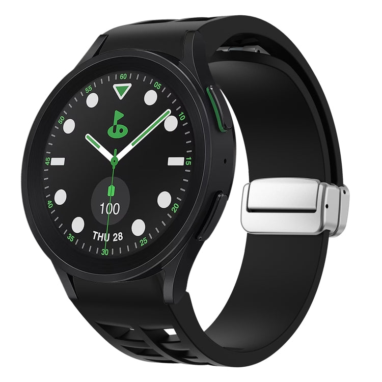 Bracelet de montre en silicone avec boucle pliante magnétique argentée Richard, pour Samsung Galaxy Watch FE 40mm, pour Samsung Galaxy Watch 5 Pro Golf Edition, pour Samsung Galaxy Watch 5 Golf Edition