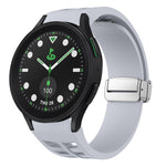 Bracelet de montre en silicone avec boucle pliante magnétique argentée Richard, pour Samsung Galaxy Watch FE 40mm, pour Samsung Galaxy Watch 5 Pro Golf Edition, pour Samsung Galaxy Watch 5 Golf Edition