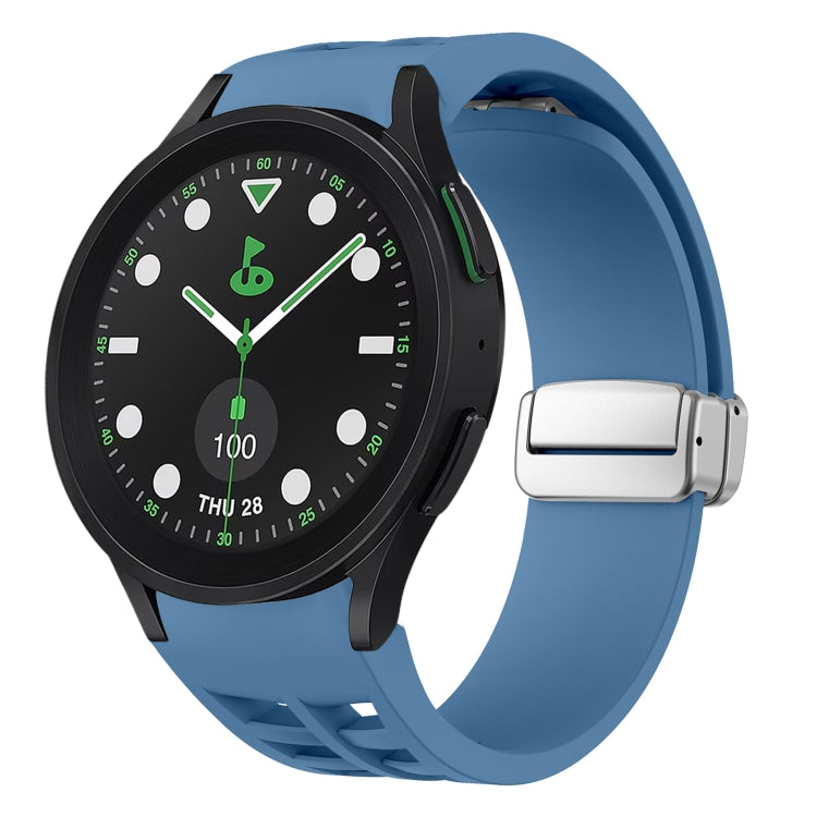 Bracelet de montre en silicone avec boucle pliante magnétique argentée Richard, pour Samsung Galaxy Watch FE 40mm, pour Samsung Galaxy Watch 5 Pro Golf Edition, pour Samsung Galaxy Watch 5 Golf Edition