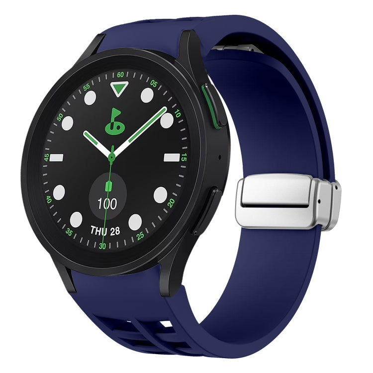 Bracelet de montre en silicone avec boucle pliante magnétique argentée Richard, pour Samsung Galaxy Watch FE 40mm, pour Samsung Galaxy Watch 5 Pro Golf Edition, pour Samsung Galaxy Watch 5 Golf Edition