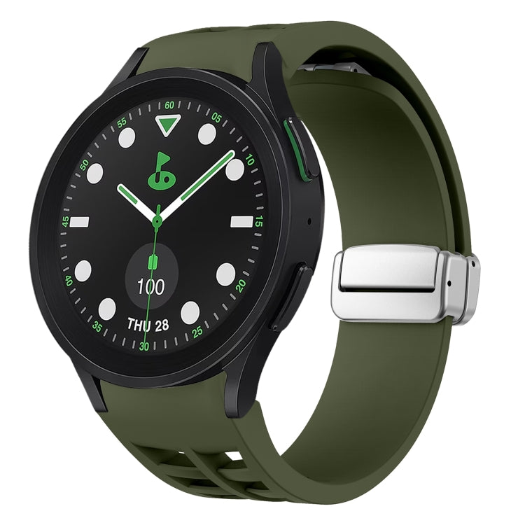 Bracelet de montre en silicone avec boucle pliante magnétique argentée Richard, pour Samsung Galaxy Watch FE 40mm, pour Samsung Galaxy Watch 5 Pro Golf Edition, pour Samsung Galaxy Watch 5 Golf Edition