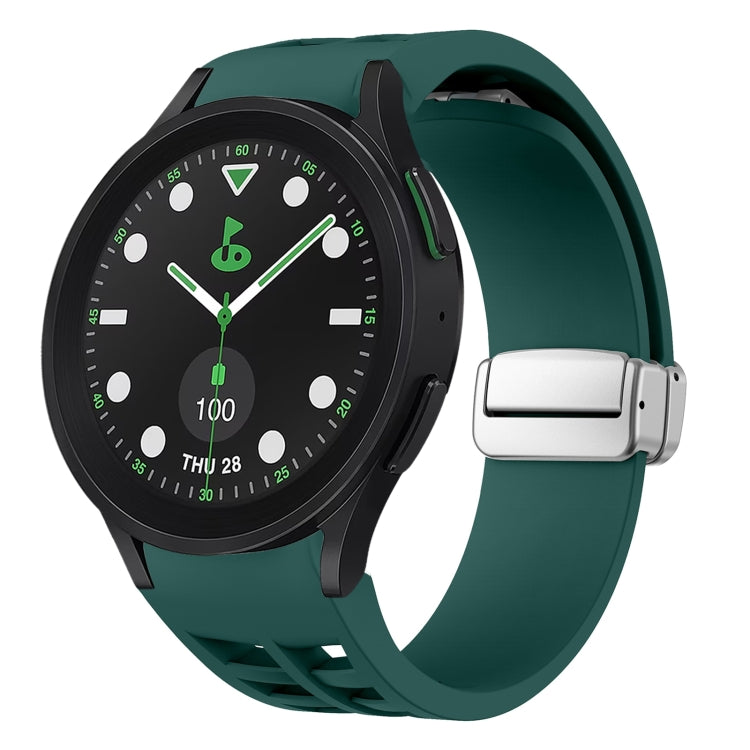 Bracelet de montre en silicone avec boucle pliante magnétique argentée Richard, pour Samsung Galaxy Watch FE 40mm, pour Samsung Galaxy Watch 5 Pro Golf Edition, pour Samsung Galaxy Watch 5 Golf Edition