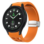 Bracelet de montre en silicone avec boucle pliante magnétique argentée Richard, pour Samsung Galaxy Watch FE 40mm, pour Samsung Galaxy Watch 5 Pro Golf Edition, pour Samsung Galaxy Watch 5 Golf Edition