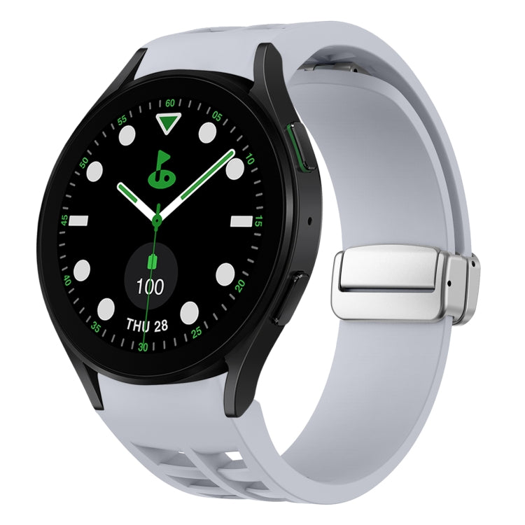 Bracelet de montre en silicone avec boucle pliante magnétique argentée Richard, pour Samsung Galaxy Watch FE 40mm, pour Samsung Galaxy Watch 5 Pro Golf Edition, pour Samsung Galaxy Watch 5 Golf Edition