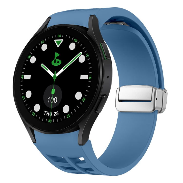 Bracelet de montre en silicone avec boucle pliante magnétique argentée Richard, pour Samsung Galaxy Watch FE 40mm, pour Samsung Galaxy Watch 5 Pro Golf Edition, pour Samsung Galaxy Watch 5 Golf Edition